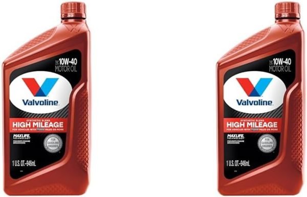 Valvoline High Mileage with MaxLife Technology SAE 10W-40 Synthetic Blend Motor Oil 1 QT (Pack of 2)