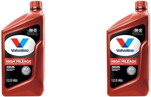 Valvoline High Mileage with MaxLife Technology SAE 5W-30 Synthetic Blend Motor Oil 1 QT (Pack of 2)