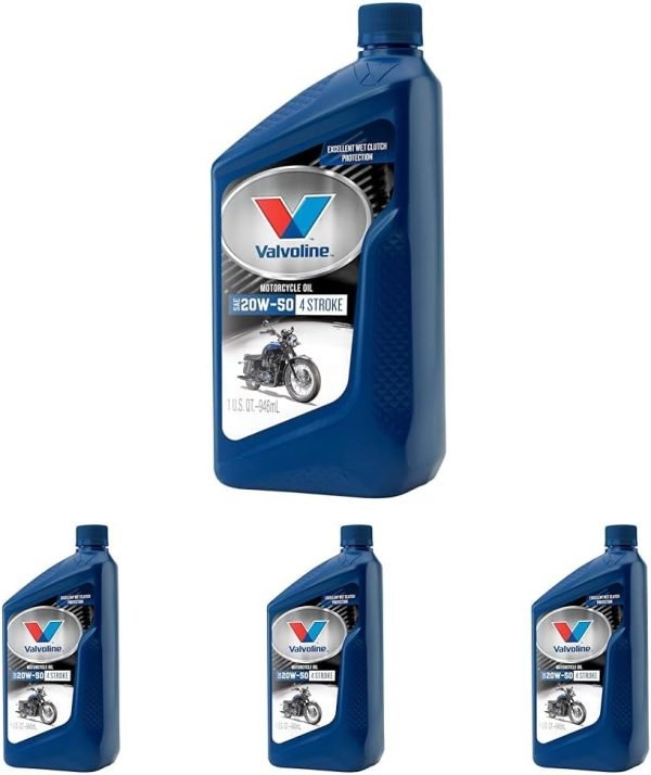 Valvoline 4-Stroke Motorcycle SAE 20W-50 Motor Oil 1 QT (Pack of 4)