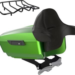 US Stock Advanblack King Tour Pack, Black Mount Bracket & Top Luggage Rack Fit for 2009-Later Harley Touring, Road Glide, Street Glide Special, Road King, Electra Glide (Radioactive Green)