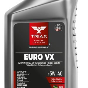 TRIAX Euro VX 5W-40 Full Synthetic, 25K Miles, Extreme Performance OEM Grade, Compatible with ACEA C3, A3/B4, VW502.00, BMW LL-04, MB 229.51, 229.5, Porsche A30 (1 Quart)