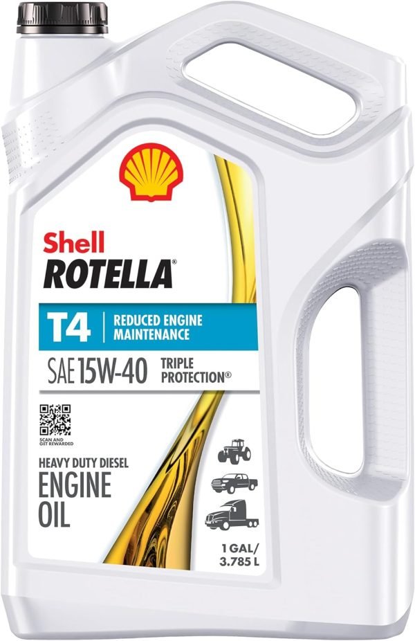 Shell Rotella T4 Triple Protection Conventional 15W-40 Diesel Engine Oil (1-Gallon, Single Pack)