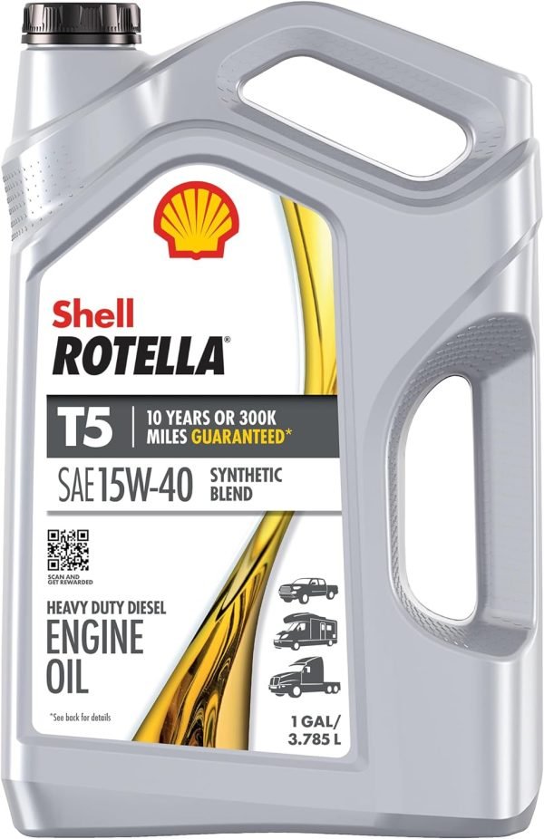 Shell Rotella T5 Synthetic Blend 15W-40 Diesel Motor Oil (1-Gallon, Single-Pack)